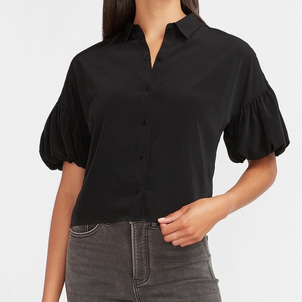 EXPRESS | Short Puff Sleeve Shirt